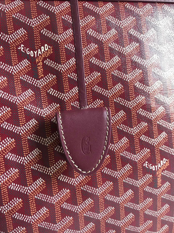 BORSA BELLECHASSE BIAUDE PM 36 IN TELA GOYARDINE ROSSO VINO E RIFINITURE IN PELLE DI VITELLO