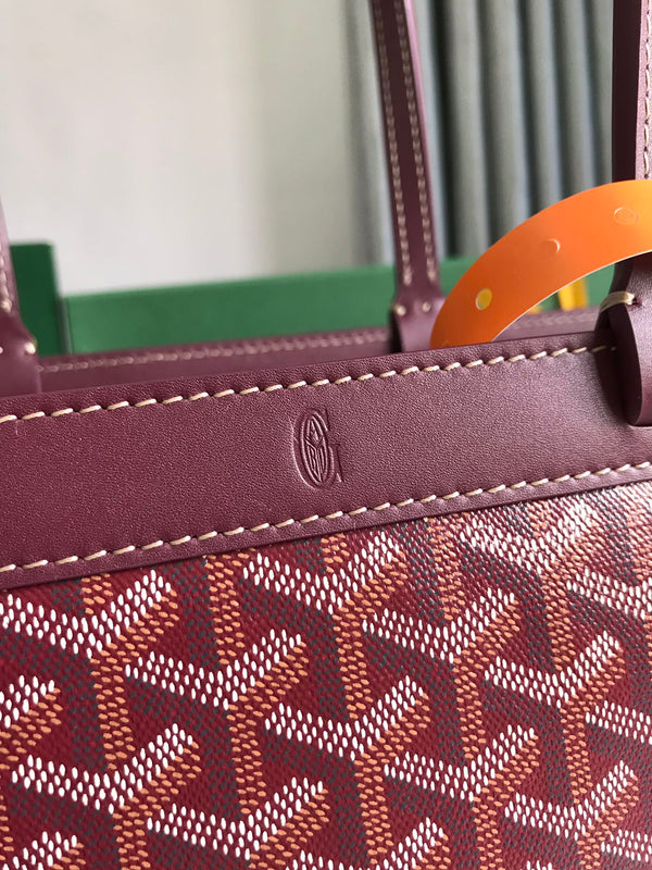 BORSA BELLECHASSE BIAUDE PM 36 IN TELA GOYARDINE ROSSO VINO E RIFINITURE IN PELLE DI VITELLO