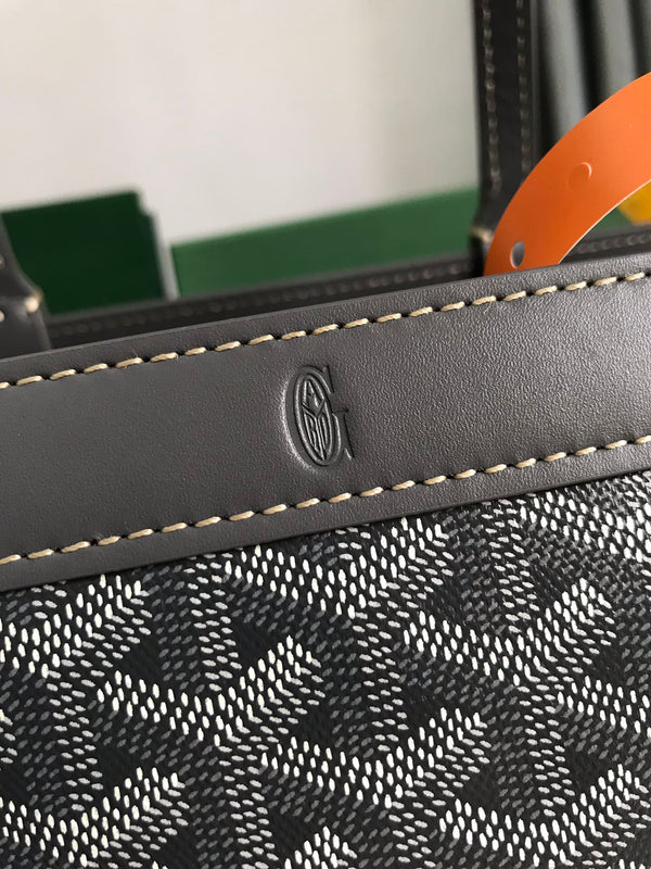 BORSA BELLECHASSE BIAUDE PM 36 IN TELA GOYARDINE GRIGIA E RIFINITURE IN PELLE DI VITELLO
