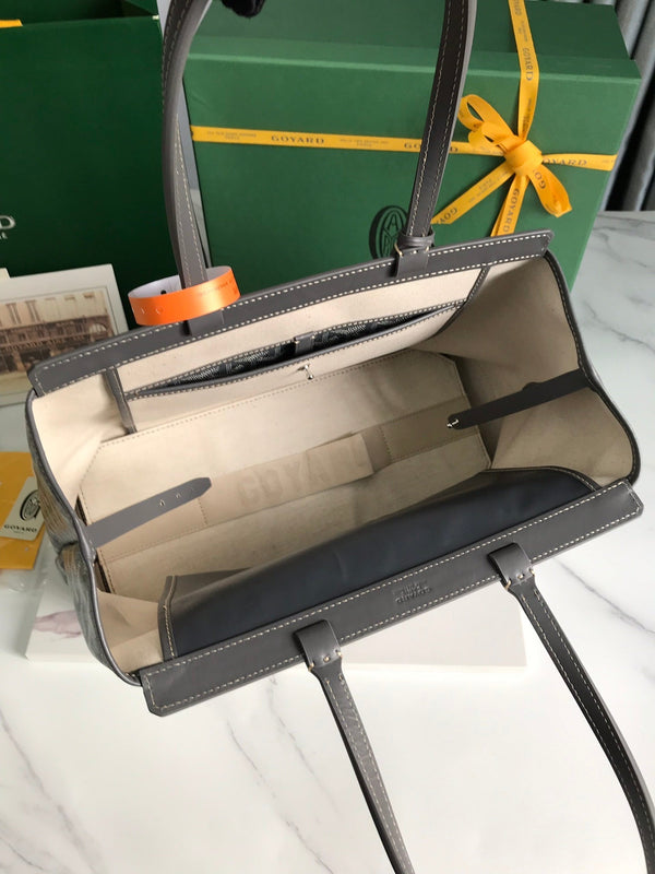 BORSA BELLECHASSE BIAUDE PM 36 IN TELA GOYARDINE GRIGIA E RIFINITURE IN PELLE DI VITELLO