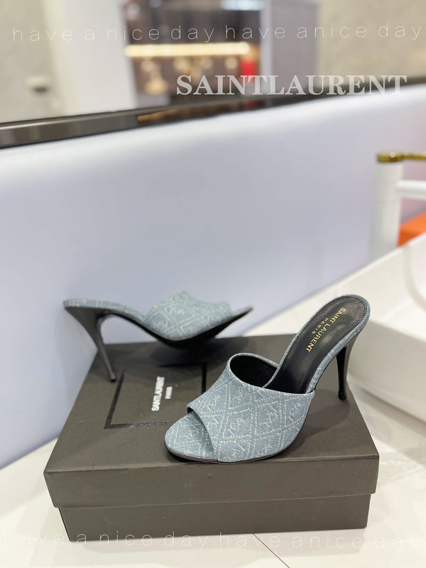 SL GOLDIE MULES STONE COLOR DENIM
