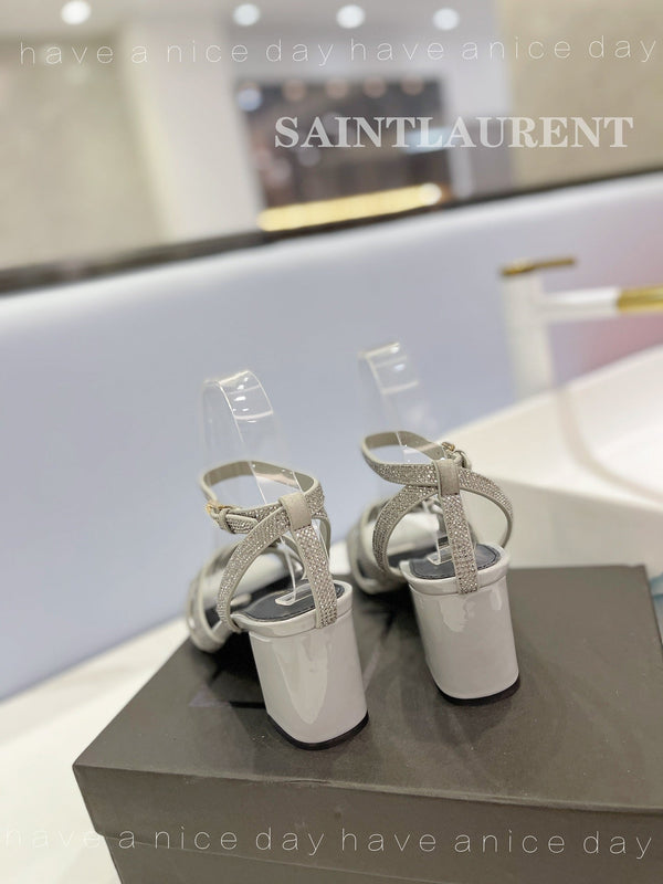 SANDALI SL TRIBUTE CRYSTAL IN PELLE DI VITELLO GRIGIO CHIARO