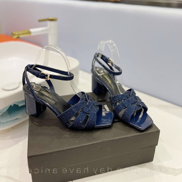 SANDALI SL TRIBUTE CRYSTAL IN PELLE DI VITELLO BLU MARINO LUCIDO