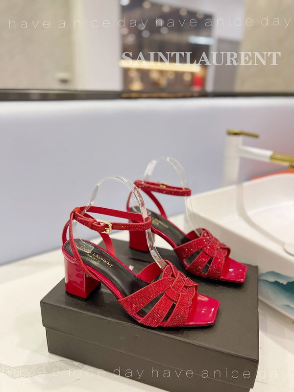 SANDALI SL TRIBUTE CRYSTAL IN PELLE DI VITELLO ROSSA LUCIDA