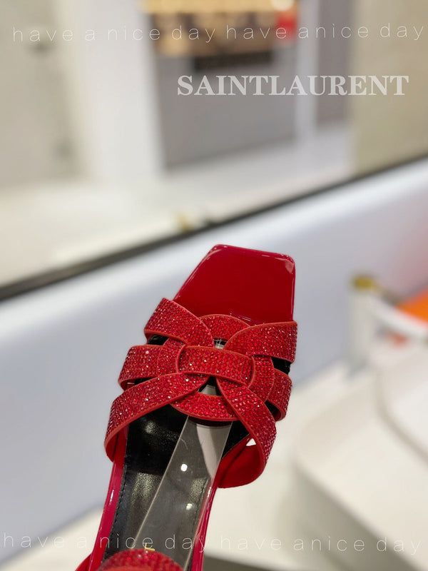 SANDALI SL TRIBUTE CRYSTAL IN PELLE DI VITELLO ROSSA LUCIDA