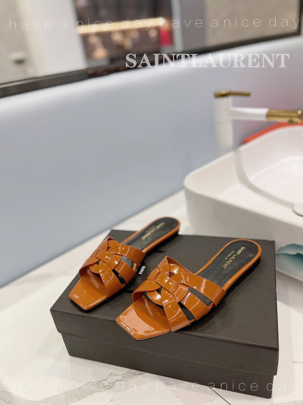 SL TRIBUTE SLIPPERS IN PELLE DI VITELLO RAME LUCIDO
