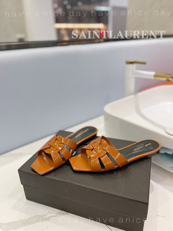SL TRIBUTE SLIPPERS IN PELLE DI VITELLO RAME LUCIDO