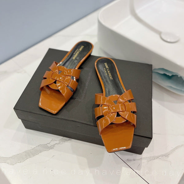 SL TRIBUTE SLIPPERS IN PELLE DI VITELLO RAME LUCIDO
