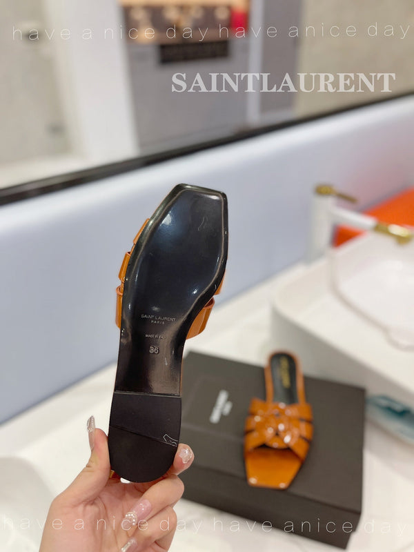 SL TRIBUTE SLIPPERS IN PELLE DI VITELLO RAME LUCIDO
