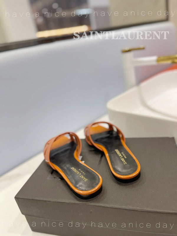 SL TRIBUTE SLIPPERS IN PELLE DI VITELLO RAME LUCIDO