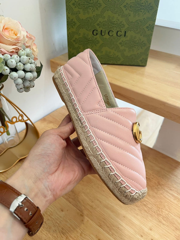 GG 26ss Mocassin Paille Rose Clair Peau de Mouton 692195