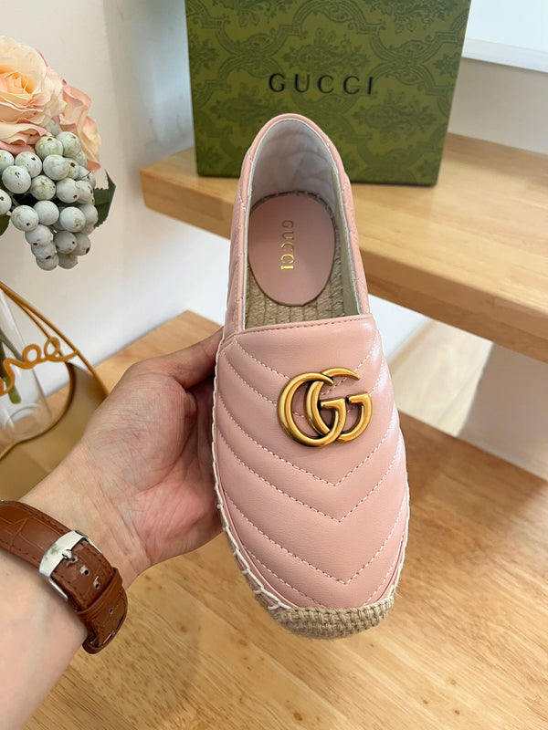 GG 26ss Mocassin Paille Rose Clair Peau de Mouton 692195