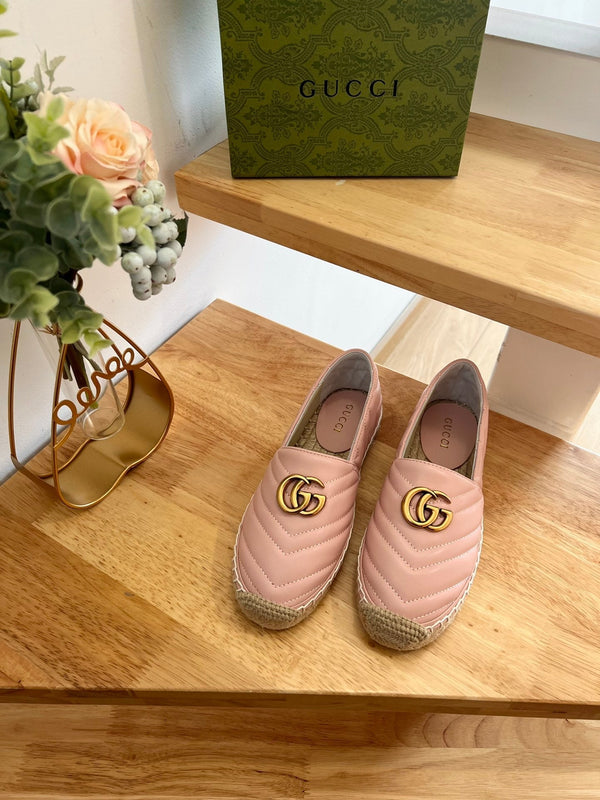 GG 26ss Mocassin Paille Rose Clair Peau de Mouton 692195