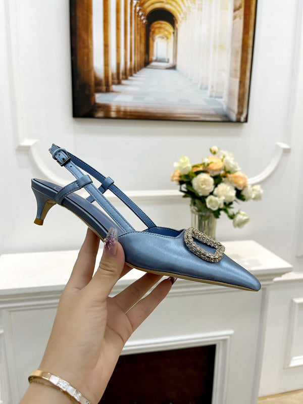 Valentino 25 Vlogo Signature Slingback Pumps Blu Pastello Seta 239503
