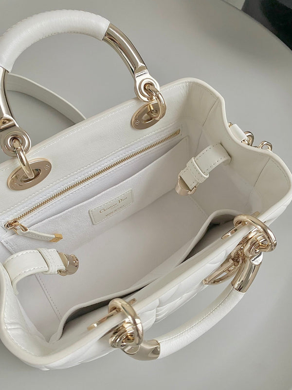 BORSA A MANO LADY 25 IN PELLE DI VITELLO BIANCA