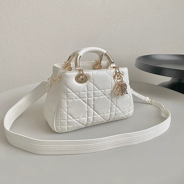 BORSA A MANO LADY 25 IN PELLE DI VITELLO BIANCA