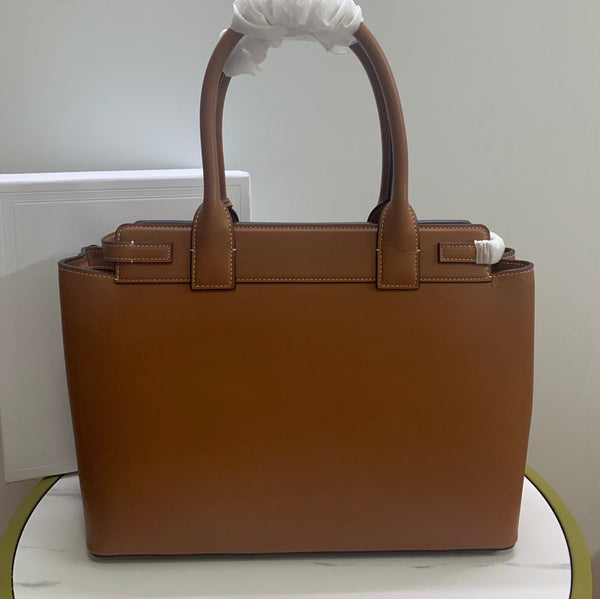 BORSA CONTI 36 IN VITELLO MARRONE BRONZO FERRAMENTA ORO
