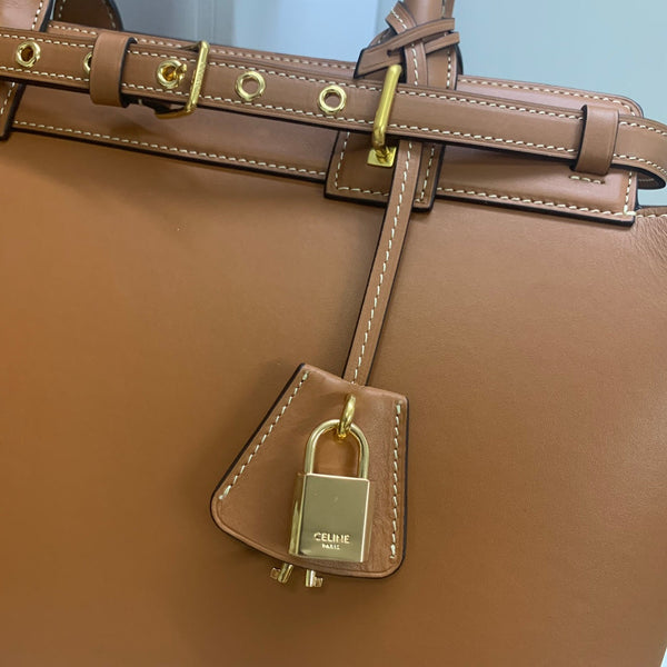 BORSA CONTI 36 IN VITELLO MARRONE BRONZO FERRAMENTA ORO