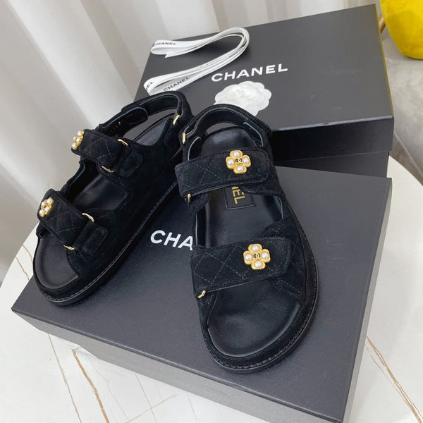 CC Dad Sandal Black Suede Leather 742944