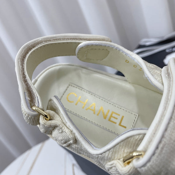 CC Dad Sandal Ivory Canvas Leather 742946