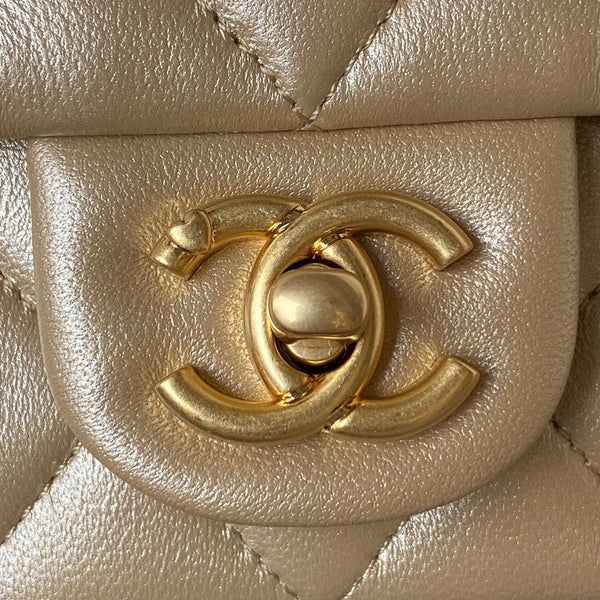 Flap Bag 19cm Gold Lambskin Gold Hardware