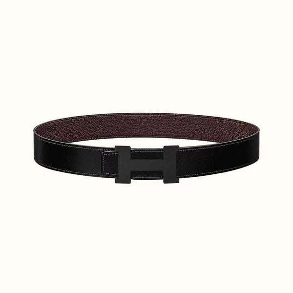 CINTURA HM CONSTANCE CON FIBBIA E CINTURINO REVERSIBILE IN PELLE MARRONE CIOCCOLATO E NERO 38 MM