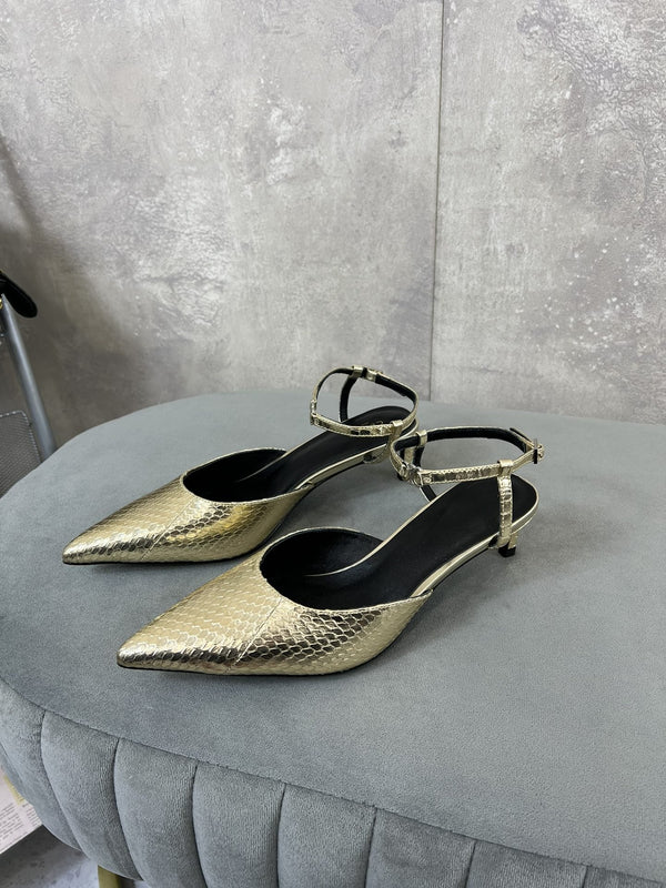 cl gattino con cinturino 45 pelle di vitello metallizzata stampata lucertola oro