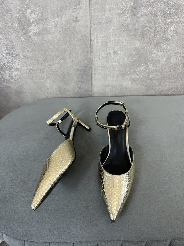 cl gattino con cinturino 45 pelle di vitello metallizzata stampata lucertola oro