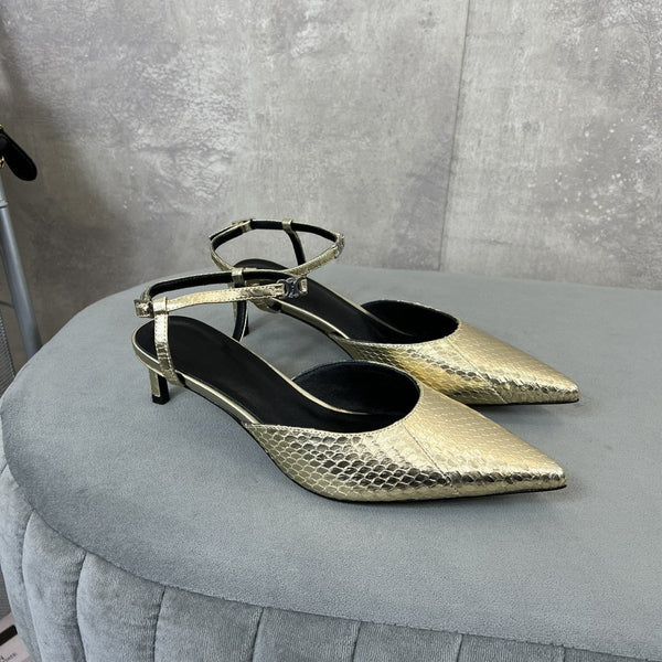 cl gattino con cinturino 45 pelle di vitello metallizzata stampata lucertola oro