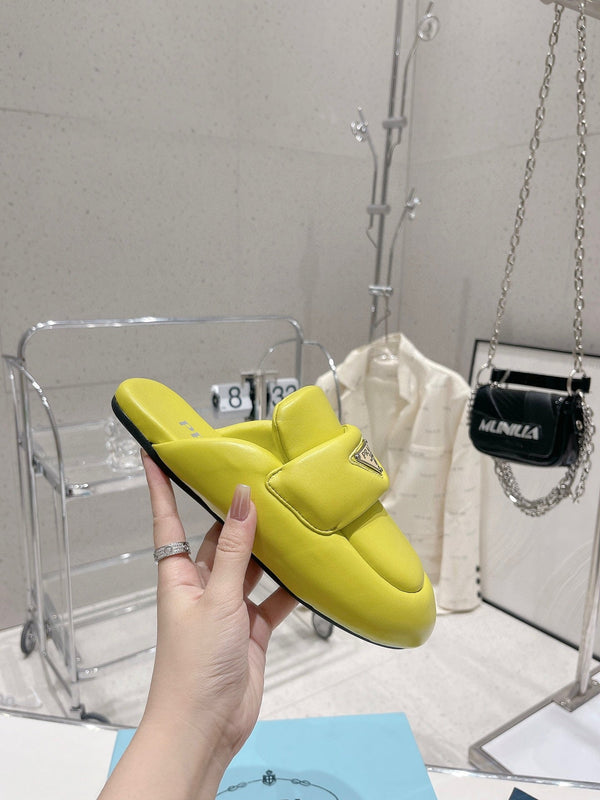 PRA MULES IN NAPPA SHEARLING IMBOTTITA E MORBIDA IN PELLE DI AGNELLO LIME