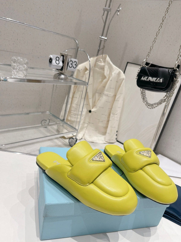 PRA MULES IN NAPPA SHEARLING IMBOTTITA E MORBIDA IN PELLE DI AGNELLO LIME
