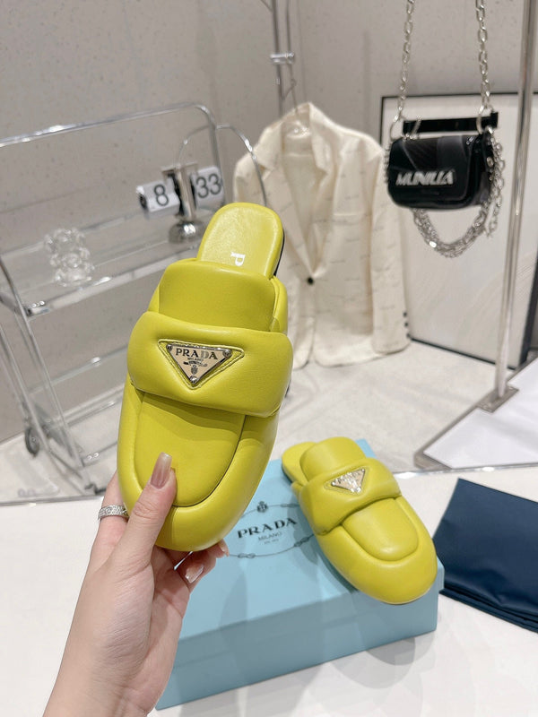 PRA MULES IN NAPPA SHEARLING IMBOTTITA E MORBIDA IN PELLE DI AGNELLO LIME