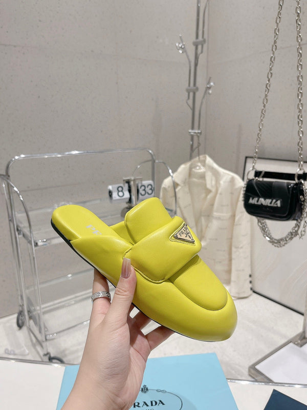 PRA MULES IN NAPPA SHEARLING IMBOTTITA E MORBIDA IN PELLE DI AGNELLO LIME