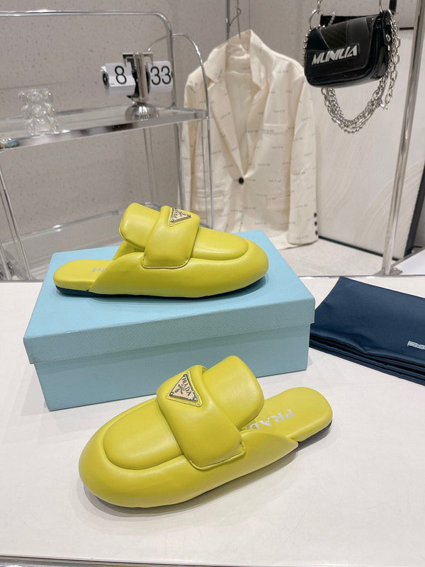 PRA MULES IN NAPPA SHEARLING IMBOTTITA E MORBIDA IN PELLE DI AGNELLO LIME
