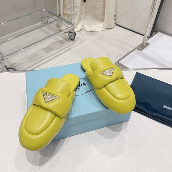 PRA MULES IN NAPPA SHEARLING IMBOTTITA E MORBIDA IN PELLE DI AGNELLO LIME