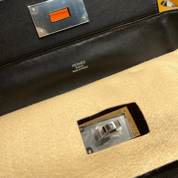 HM 24/24 Bag Black Leather Silver Hardware