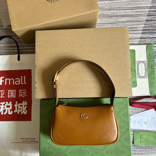 BORSA A TRACOLLA APHRODITE MINI 21 IN PELLE DI VITELLO MARRONE CARAMELLO
