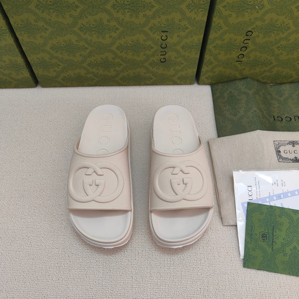 GG Lide Sandal With Interlocking White Rubber 788124