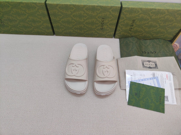 GG Lide Sandal With Interlocking White Rubber 788124