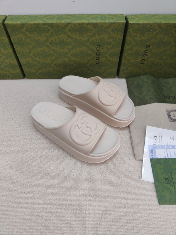 GG Lide Sandal With Interlocking White Rubber 788124