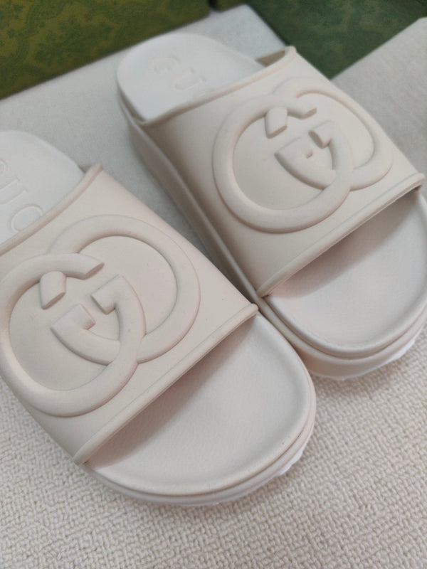 GG Lide Sandal With Interlocking White Rubber 788124