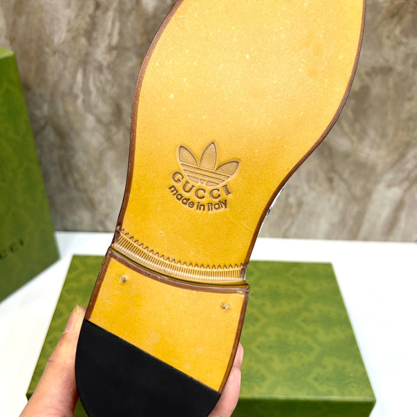 Mocassini da uomo GG x Adidas in tela nera e pelle bovina 724879