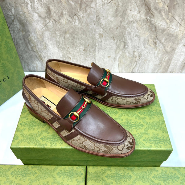 GG x Adidas Men's Loafer Brown Canvas Cowhide 724880