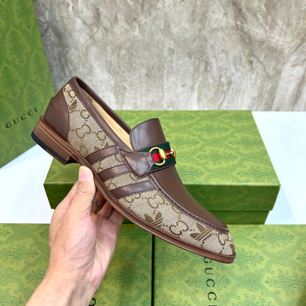 GG x Adidas Men's Loafer Brown Canvas Cowhide 724880