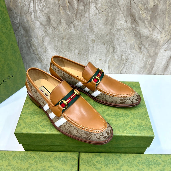 GG x Adidas Men's Loafer Light Brown Canvas Cowhide 724881