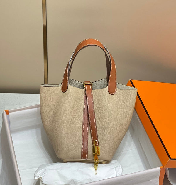 picotin lock 18 beige marrone togo ghw