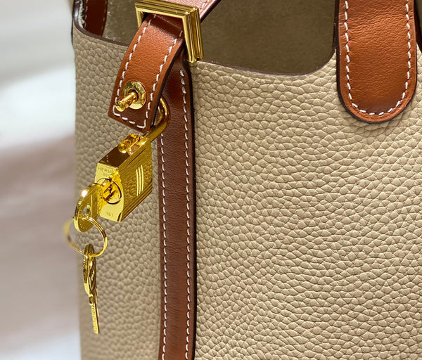 picotin lock 18 beige marrone togo ghw