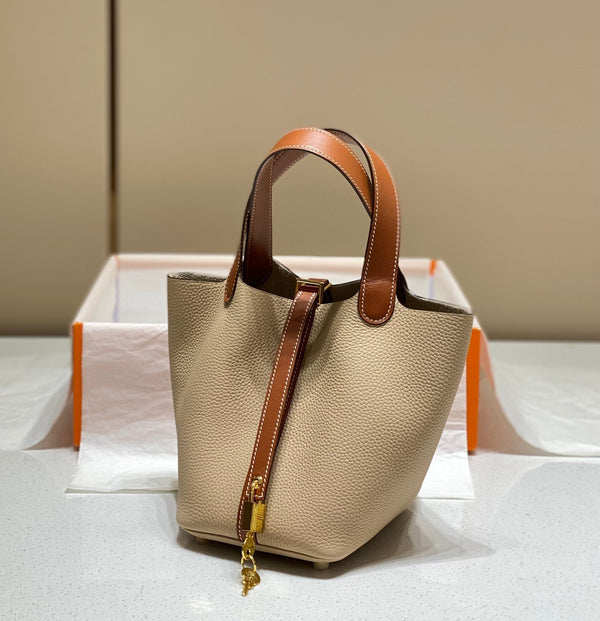 picotin lock 18 beige marrone togo ghw