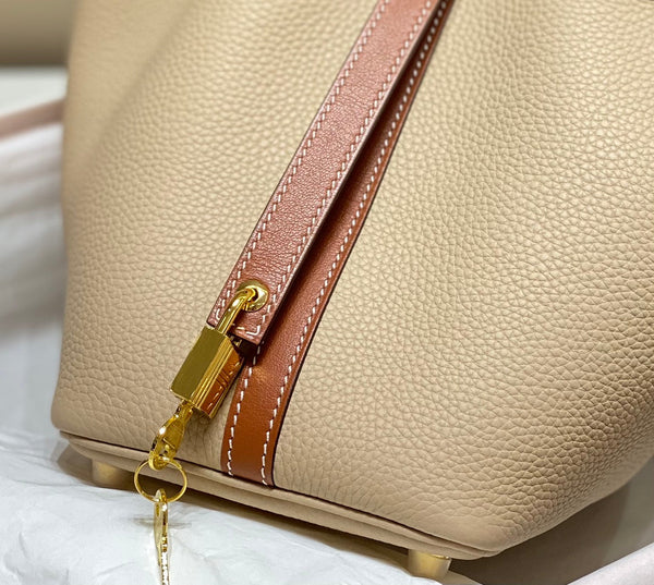 picotin lock 18 beige marrone togo ghw