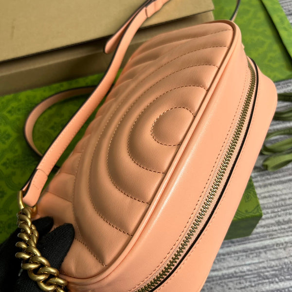 GG MARMONT SMALL 24 MATELASSÉ IN PELLE DI VITELLO ROSA PESCA